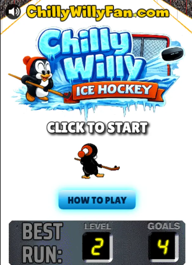 Chilly Willy Ice Hockey - Title Screen